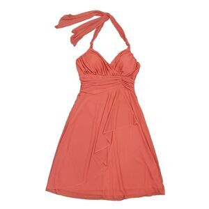 Vtg Y2K A. Byer Ruched Mesh Babydoll Halter Dress L Homecoming Party USA